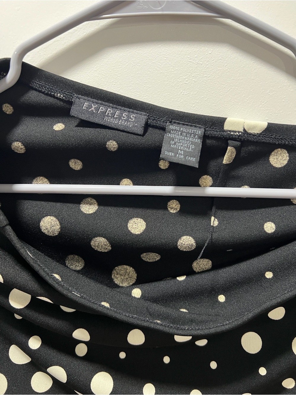 Express Black Skirt with Gold Polka Dots